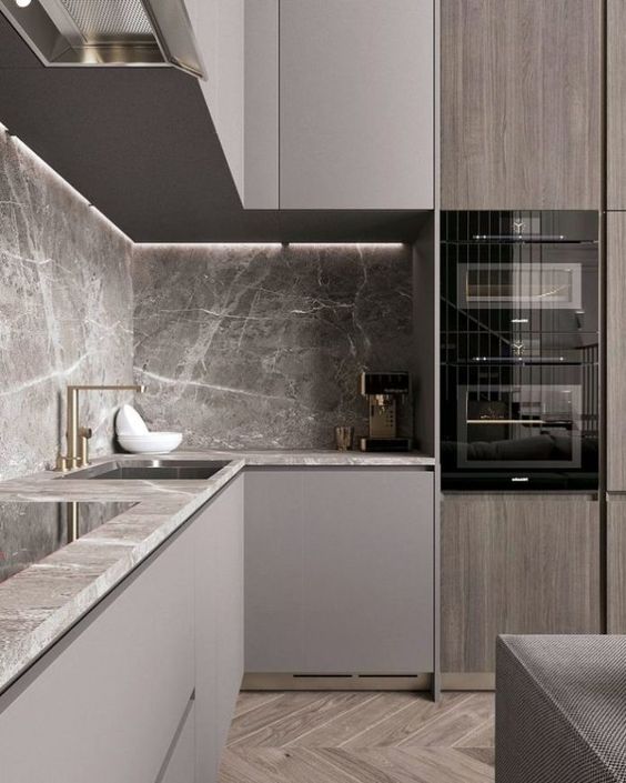 white and grey marble countertop